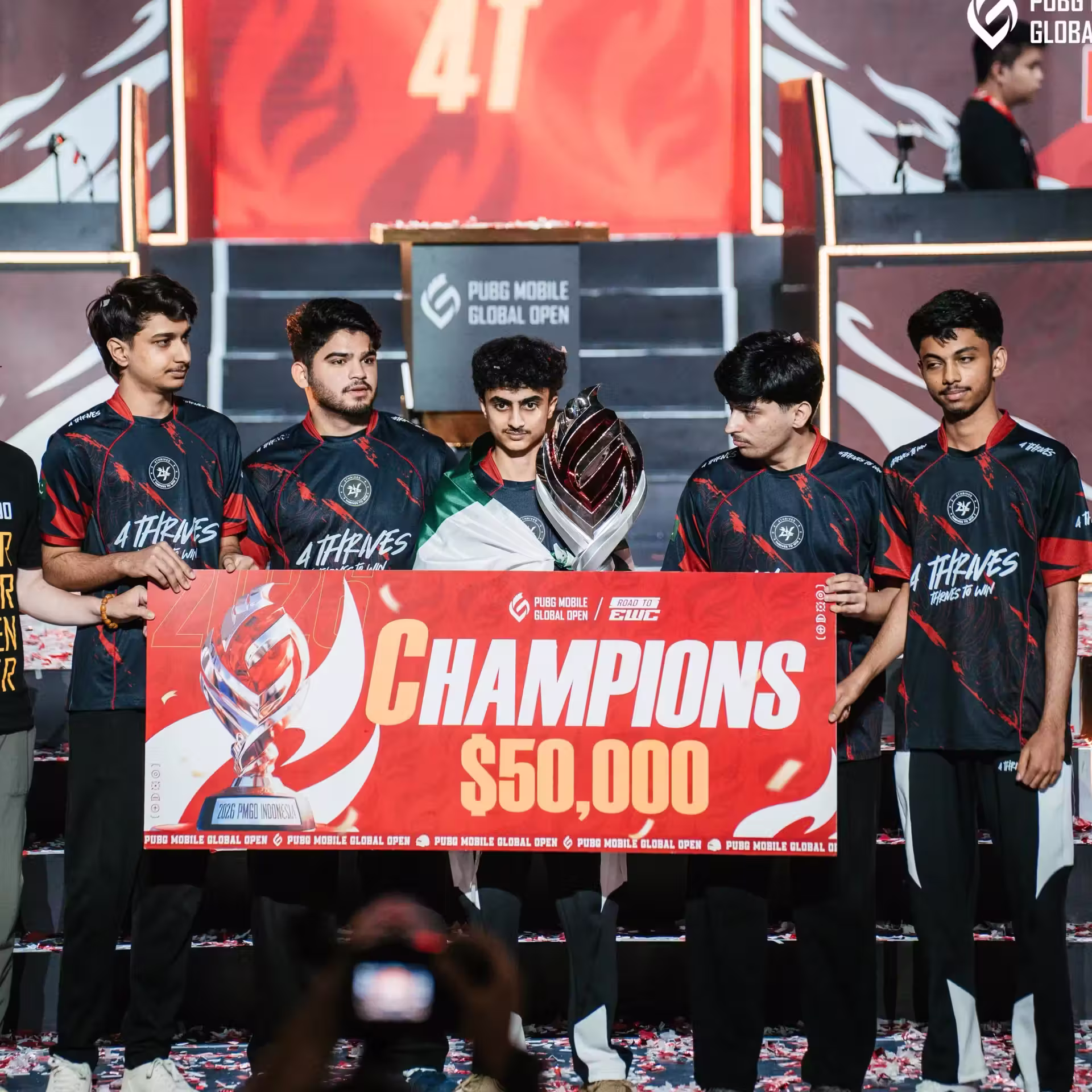4Thrives Esports on stage as PMGO 2026 Season 1 Grand Finals champions in Jakarta